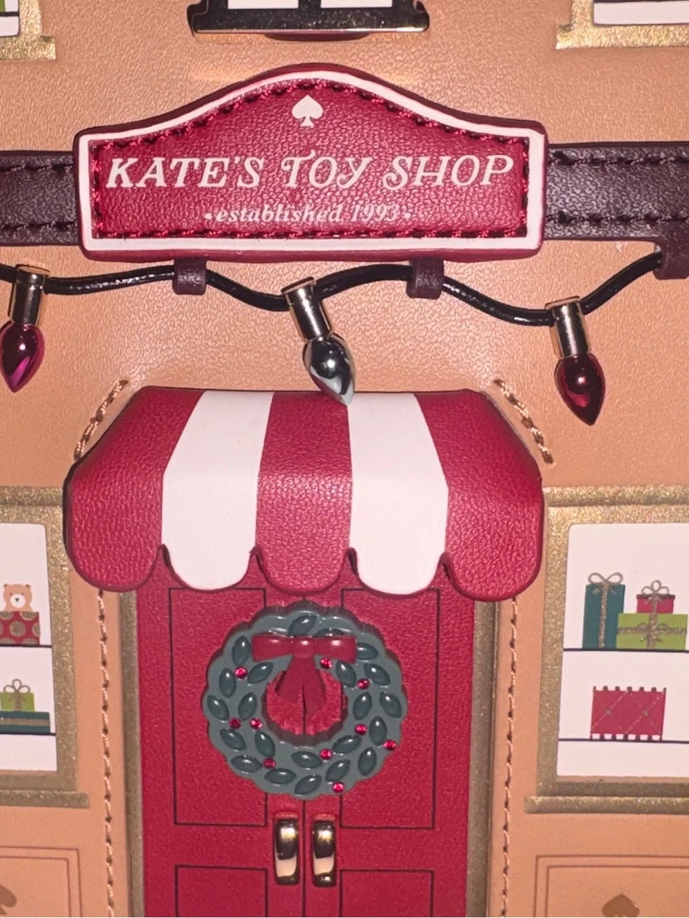 kate spade Tan and Red 'Kate's Toy Shop' Novelty Shoulder Bag